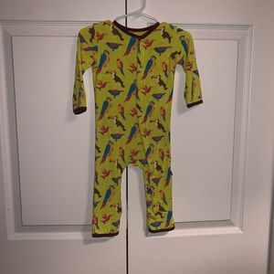 Kickee pants 6-9m banana tropical birds